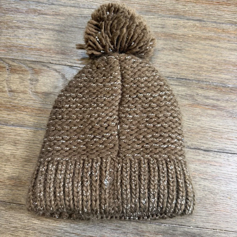 Carhartt Womens Brown Metallic Knit Fleece Lined Pom Beanie Hat AH5469-W OS